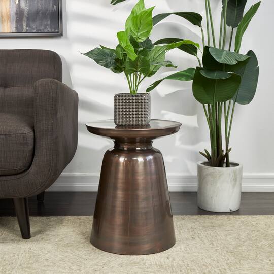 19" Copper Metal Accent Table with Bell Shaped Base